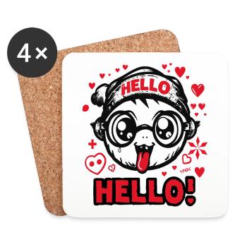 Le drôle de garçon bizarre bonjour-bonjour - Dessous de verre (lot de 4) - blanc - Devant