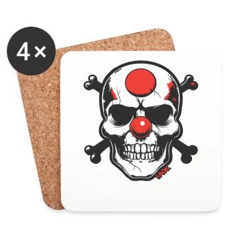 Red Clown Nose, Skull and Bones - Coasters (set of 4) - white - Front