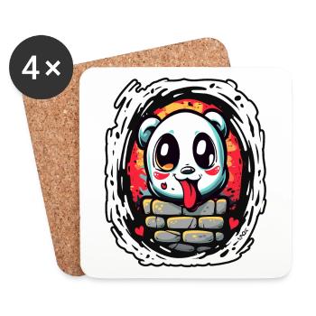 Cool drôle coquin panda ours - Dessous de verre (lot de 4) - blanc - Devant