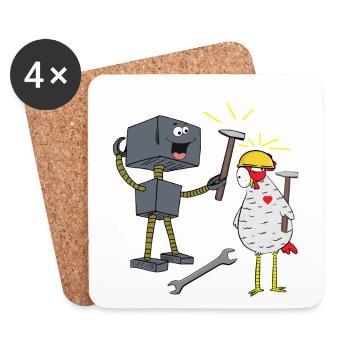 Technologie de machine à outils pour poulets Artisan Robotter - Dessous de verre (lot de 4) - blanc - Devant