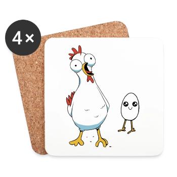 Chicken Hen Egg Eggs Chick Baby Poultry Chickens - Coasters (set of 4) - white - Front
