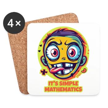 Funny Cartoon Guy: It's Simple Math - Coasters (set of 4) - white - Front