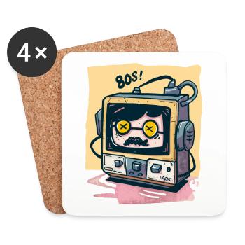 80er Jahre Musikplayer - Untersetzer (4er-Set) - Weiß - Vorne