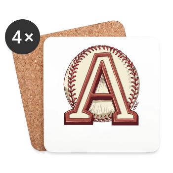 A on a baseball - Coasters (set of 4) - white - Front