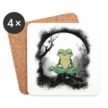 Grenouilles grenouilles méditation méditation habitants de la forêt - Dessous de verre (lot de 4) - blanc - Devant