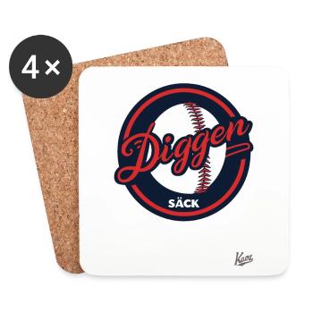 Funny Baseball Logo Thick Sack: Team Diggen Sack - Coasters (set of 4) - white - Front