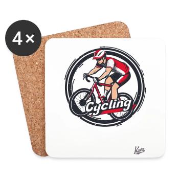 Cyclistes : Vélo de route et vélo de gravier Cyclisme - Dessous de verre (lot de 4) - blanc - Devant