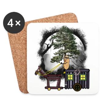 Halloween Reise Erdnuss Pferd Kutsche Wald Natur - Untersetzer (4er-Set) - Weiß - Vorne