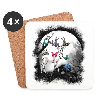 Cerf Cerf Nature Forêt Habitant de la forêt Cerf Insecte - Dessous de verre (lot de 4) - blanc - Devant
