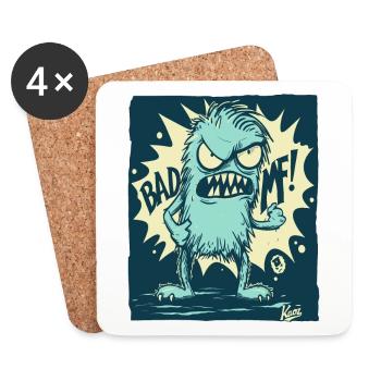 Le monstre maléfique, en colère, cool et drôle - Dessous de verre (lot de 4) - blanc - Devant