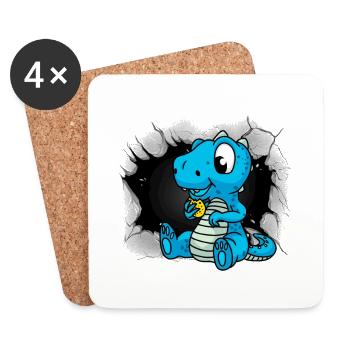 Dinos Dinosaure Dragon Dragon Cookies Enfant Enfants - Dessous de verre (lot de 4) - blanc - Devant