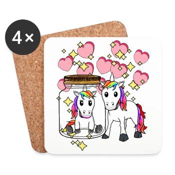 Unicorn Unicorns Mythical Creature Valentine Heart - Coasters (set of 4) - white - Front