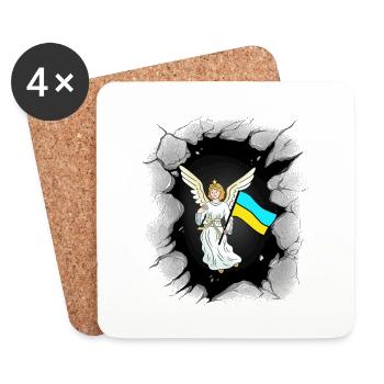 Ange Ange Gardien Drapeau Ukraine Drapeaux - Dessous de verre (lot de 4) - blanc - Devant