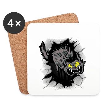 Halloween Chat Chats Chaton - Dessous de verre (lot de 4) - blanc - Devant