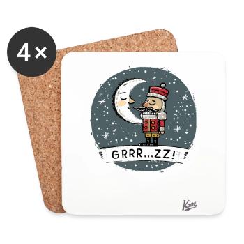 Sleepy Nutcracker with Moon and Stars - Coasters (set of 4) - white - Front