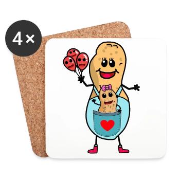 Noix de maman maman de cacahuète - Dessous de verre (lot de 4) - blanc - Devant