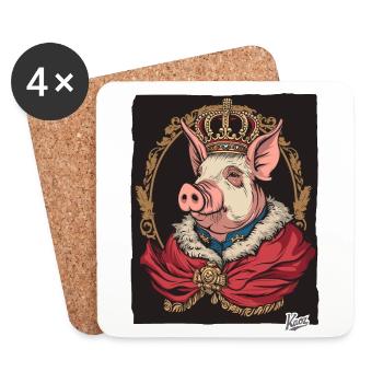 Le cochon roi des cochons - Dessous de verre (lot de 4) - blanc - Devant