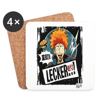 Cartoon Ramen: The Guy Says "Yummy!" - Coasters (set of 4) - white - Front