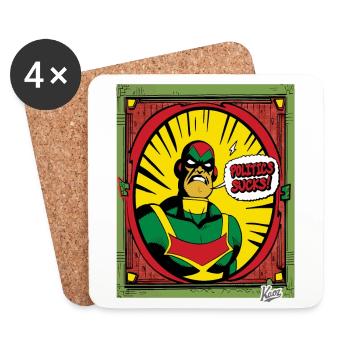 Super anti-hero: Politics is crap - Coasters (set of 4) - white - Front