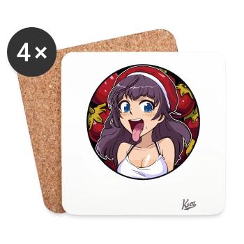 The cartoon girl who loves fruits more than anything - Coasters (set of 4) - white - Front