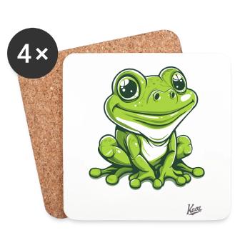 Süßer Glücklicher Frosch - Untersetzer (4er-Set) - Weiß - Vorne