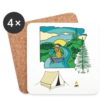 Bateaux de camping aux cacahuètes Amoureux de la nature Camping nature - Dessous de verre (lot de 4) - blanc - Devant