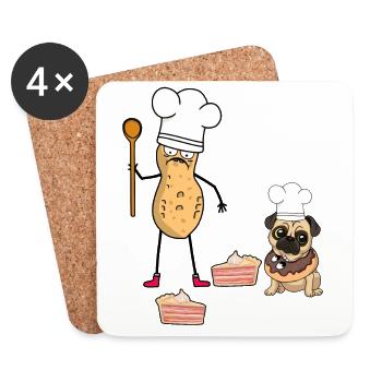 Cacahuète Anniversaire Salutations d’anniversaire Gâteau Cuisson - Dessous de verre (lot de 4) - blanc - Devant