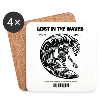 Lost in the Waves Surfing Skeleton - Dessous de verre (lot de 4) - blanc - Devant