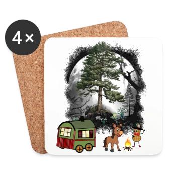 Forêt Habitant de la forêt cacahuète conte de fées Construction remorque Enfant - Dessous de verre (lot de 4) - blanc - Devant