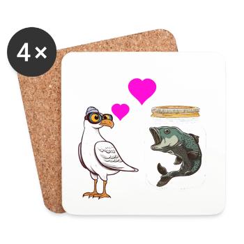 Seagull aime pêcher Marin maritime - Dessous de verre (lot de 4) - blanc - Devant