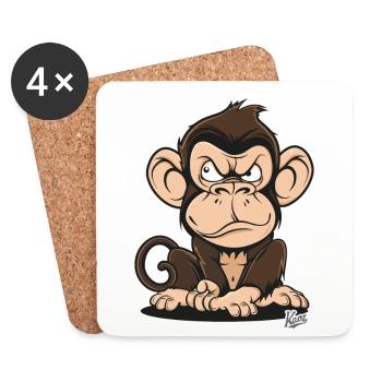 Clever Creepy Cartoon Monkey - Coasters (set of 4) - white - Front
