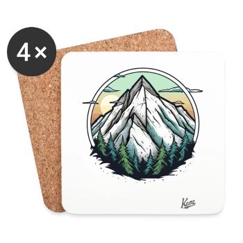 Nature with trees and mountain - Coasters (set of 4) - white - Front