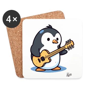 Music: Acoustic Guitar Player Penguin - Coasters (set of 4) - white - Front