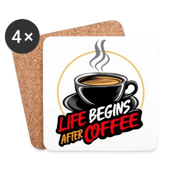 La vie commence après le café - Coffee Saying - Dessous de verre (lot de 4) - blanc - Devant