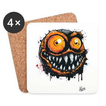 Quel visage de monstre cool et fou - Dessous de verre (lot de 4) - blanc - Devant