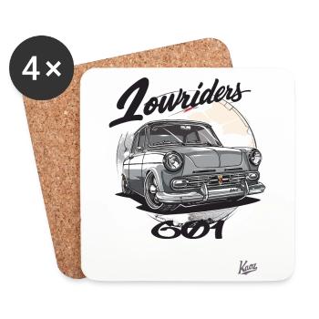 East Germany DDR Car Lowrider 601 Auto - Untersetzer (4er-Set) - Weiß - Vorne