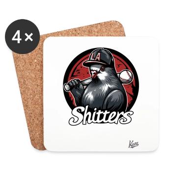 Pigeon de l’équipe de baseball parodique drôle : LA Shitters - Dessous de verre (lot de 4) - blanc - Devant
