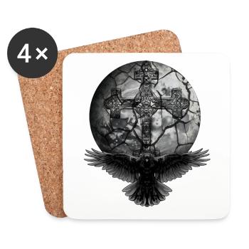 Raven Crow Kruez traverse la planète Halloween Raven - Dessous de verre (lot de 4) - blanc - Devant