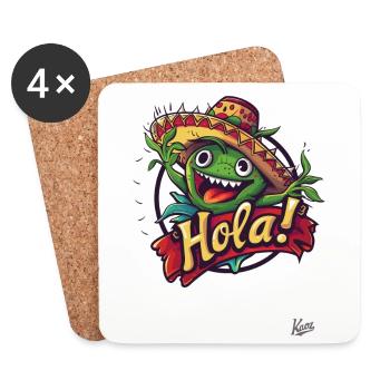 Plante heureuse avec sombrero : ¡Hola ! - Dessous de verre (lot de 4) - blanc - Devant