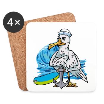Möwen Seemann Möwe Seemänner Matrose Ahoi - Untersetzer (4er-Set) - Weiß - Vorne