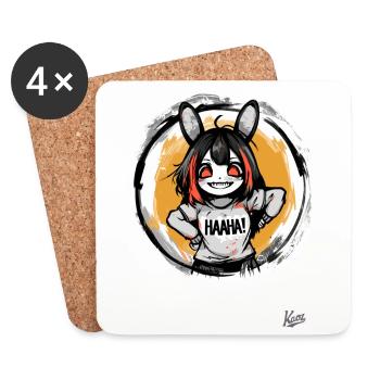 Funny and Naughty Cartoon Bunny Girl - Coasters (set of 4) - white - Front