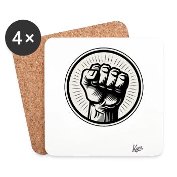 Linke Hand in die Luft zur Faust geballt - Untersetzer (4er-Set) - Weiß - Vorne