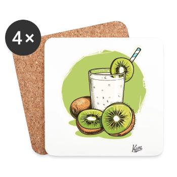 Milkshake au kiwi : Buvez des fruits, soyez sauvage ! - Dessous de verre (lot de 4) - blanc - Devant