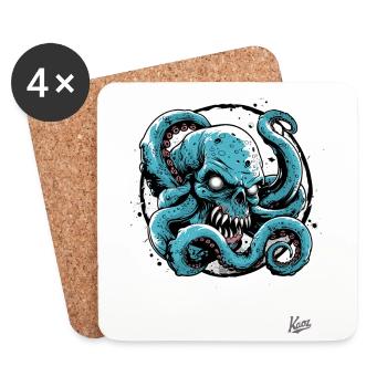 Strong and Powerful: Skull Octopus Octopus - Coasters (set of 4) - white - Front