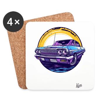 Klassischer Oldtimer: Lowrider-Legende - Untersetzer (4er-Set) - Weiß - Vorne