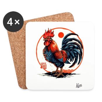 Strong, cool and proud rooster - Coasters (set of 4) - white - Front