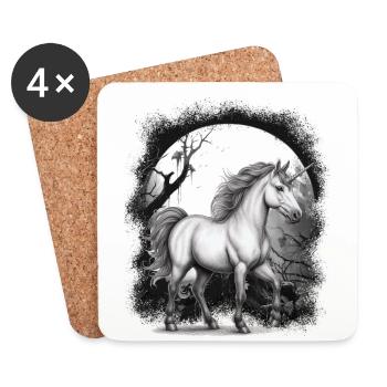 Licorne Licornes Conte de fées Cheval Chevaux Forêt - Dessous de verre (lot de 4) - blanc - Devant