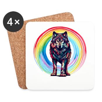 Wolf Wölfe Regenbogen - Untersetzer (4er-Set) - Weiß - Vorne