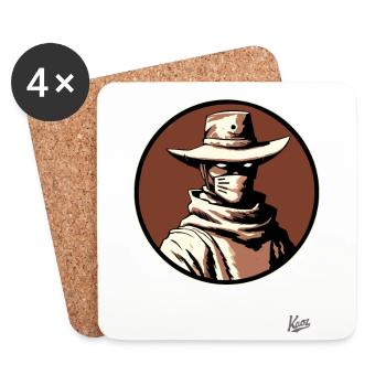 Duell am Mittag Western-Gesichtsmaske Cowboy - Untersetzer (4er-Set) - Weiß - Vorne