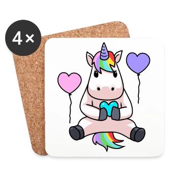 Einhorn Geburtstag Geburtstagsgeschenk Kinder - Untersetzer (4er-Set) - Weiß - Vorne